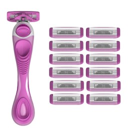 ShaveMOB 3-Blade Women\'s Razor Kit (Flex Head Handle + 12 Refills) - The Practical Shaving Kit