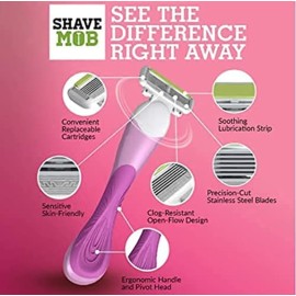 ShaveMOB 3-Blade Women\'s Razor Kit (Flex Head Handle + 12 Refills) - The Practical Shaving Kit ShaveMOB 3-Blade Women\'s Razor Kit (Flex Head Handle + 12 Refills) - The Practical Shaving Kit