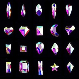 VERONNI Professional AB Crystal Rhinestones with Wax Pen Multi Shapes Glass Rhinestones for Nail Art Craft Mix Sizes Nail Gems Packaged in Storage Box Nail Art Supplies Accessories (01)