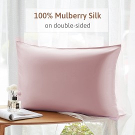 ATreebag Pillowcase 100% Mulberry Silk for Hair and Skin, Double Sided 19 Momme Pure Silk Pillow Case with Hidden Zipper and Gift Box (Light Plum, 1 PC, Toddler 13x18)