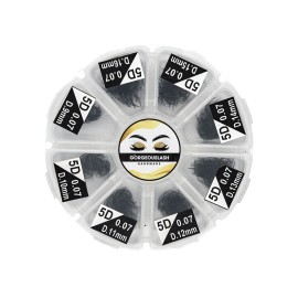 GorgeousLash 1200 Fans, Mixed 8D, 7D, 6D, 5D, 4D, 3D, Curl D or C Lashes, 0.07mm Diameter. Ready to ship.Handmade and Gorgeously-Crafted! (Curl D, 5D-Length 09-16mm)