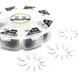 GorgeousLash 1200 Fans, Mixed 8D, 7D, 6D, 5D, 4D, 3D, Curl D or C Lashes, 0.07mm Diameter. Ready to ship.Handmade and Gorgeously-Crafted! (Curl D, 5D-Length 09-16mm)