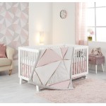 OBERLUX Crib Bedding Set for Girls- 4-Piece Baby Nursery Bedding Crib Set; Geometric, Rose Gold, Powder Pink & Marble | Precious Collection