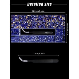 3100Pcs Nail Gems Rhinestones EBANKU Blue Nail Art Crystal Rhinestones Kit for Nails Mixed Shape Nail Jewels Beads with Rhinestone Picker Dotting Pen Tweezers