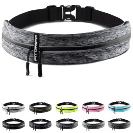 Fitgriff Running Belt for Men & Women - Secure Jogging Pouch for Phone, Keys & Essentials - For All Cell Phones (Grey 2, 24.5 - 35.5 Waist Size)