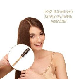 Boar Bristle Hair Brush [ Made in Japan ] 100% Natural Bristle Slick Back Brush for Styling, Separating, Shaping, and Blow-Drying for Women and Men (Round Brush)