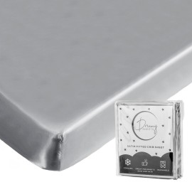 Dreamy Sheets Baby Crib Mattress Sheet - Silky Fabric Skin & Hair Friendly Crib Sheet - Standard Size Satin Crib Sheets Breathable Cover - Premium Quality Nursery Sheets - 28x52x8in - Gray