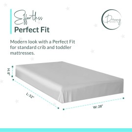 Dreamy Sheets Baby Crib Mattress Sheet - Silky Fabric Skin & Hair Friendly Crib Sheet - Standard Size Satin Crib Sheets Breathable Cover - Premium Quality Nursery Sheets - 28x52x8in - Gray