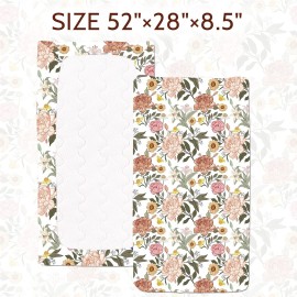 Crib Sheets HNHUAMING Neutral Baby Crib Fitted Sheets, Ultra Soft & Breathable 52 X 28 inch Crib Sheet Snug Fits for Standard Crib Mattress, Vintage Floral