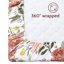 Crib Sheets HNHUAMING Neutral Baby Crib Fitted Sheets, Ultra Soft & Breathable 52 X 28 inch Crib Sheet Snug Fits for Standard Crib Mattress, Vintage Floral