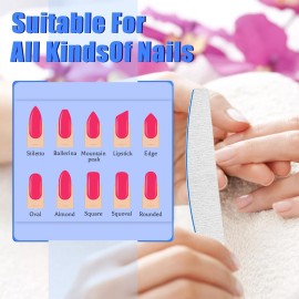 Nail File 12 PCS Professional Reusable 180/240 Grit Double Sides Washable Nail File Manicure Tools for Natural Nails and Acrylic Nails Tools Suit for Home Salon
