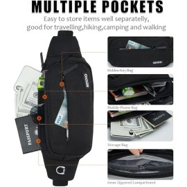 SINNO Black Fanny Packs for Women Men Fashionable Waterproof Belt Bag Gifts for Running Sport Workout Hiking Travel Crossbody Plus Size Waist Pack Phone Bag Wallets Purse Carrying All Phones