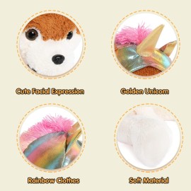 Muiteiur Giant Unicorn Stuffed Animal Cute Mommy Unicorn Dog with Zippered Pouch Includes 4 Baby Unicorns Gifts for Girls (Multicolor,26 Inches)