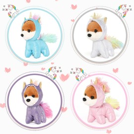 Muiteiur Giant Unicorn Stuffed Animal Cute Mommy Unicorn Dog with Zippered Pouch Includes 4 Baby Unicorns Gifts for Girls (Multicolor,26 Inches)