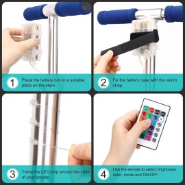 Waybelive LED Scooter Stem Light, Remote Control Scooter Light, 16 Color Change by Yourself, 2x1 Ft, Waterproof, Shockproof, Super Bright to Display at Night. Good Gift for Kids