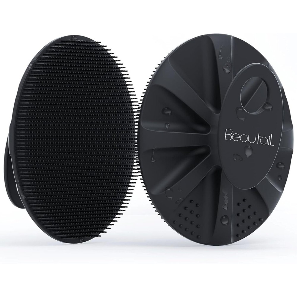 BEAUTAIL Silicone Body Scrubber Shower Bath Wash Brush Gentle Exfoliating Scrub Cleansing Loofah for Women Men Baby Sensitive Skin, Easy to Clean, Lather Nicely, More Hygienic, 1 Pack, Black