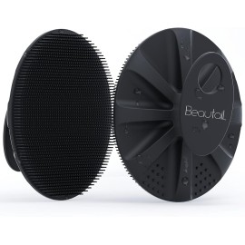 BEAUTAIL Silicone Body Scrubber Shower Bath Wash Brush Gentle Exfoliating Scrub Cleansing Loofah for Women Men Baby Sensitive Skin, Easy to Clean, Lather Nicely, More Hygienic, 1 Pack, Black