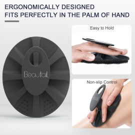 BEAUTAIL Silicone Body Scrubber Shower Bath Wash Brush Gentle Exfoliating Scrub Cleansing Loofah for Women Men Baby Sensitive Skin, Easy to Clean, Lather Nicely, More Hygienic, 1 Pack, Black
