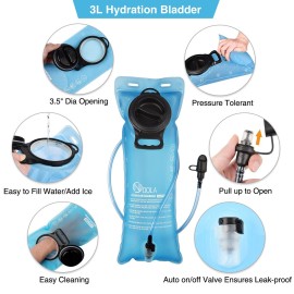 NOOLA Hydration Backpack with 3L TPU Water Bladder, Tactical Molle Water Backpack for Men Women, Hydration Pack for Hiking, Biking, Running and Climbing ,Tan