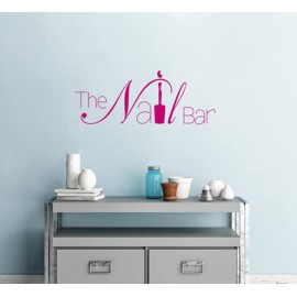 Removable Nail Bar Logo Wall Sticker - Manicure Design Vinyl Decal for Nail Art Salon, Beauty Room Wall Art, Home Nail Salon Decor 57x22cm