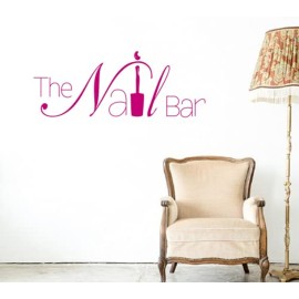 Removable Nail Bar Logo Wall Sticker - Manicure Design Vinyl Decal for Nail Art Salon, Beauty Room Wall Art, Home Nail Salon Decor 57x22cm