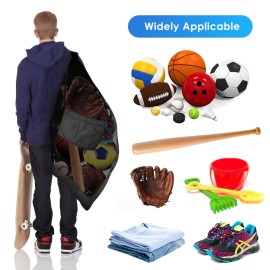 BROTOU Extra Large Sports Ball Bag, Upgrade Thicken Ball Bags for Coaches, Adjustable Shoulder Strap and Hanging Ears with Handle, Mesh Sports Bag for Holding Basketball, Volleyball, Swimming Gear