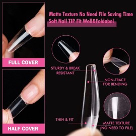 UNA GELLA Long Coffin Nail Tips, 504pcs Pre-Shape Fake Nails Half Matte Full Cover Acrylic Gel Nail Tips Clear Long Coffin Press On Nails Home DIY Extension 12 Sizes Gelly Tips UNA GELLA Long Coffin Nail Tips, 504pcs Pre-Shape Fake Nails Half Matte Full Cover Acrylic Gel Nail Tips Clear Long Coffin Press On Nails Home DIY Extension 12 Sizes Gelly Tips