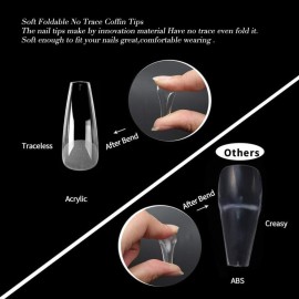UNA GELLA Long Coffin Nail Tips, 504pcs Pre-Shape Fake Nails Half Matte Full Cover Acrylic Gel Nail Tips Clear Long Coffin Press On Nails Home DIY Extension 12 Sizes Gelly Tips UNA GELLA Long Coffin Nail Tips, 504pcs Pre-Shape Fake Nails Half Matte Full Cover Acrylic Gel Nail Tips Clear Long Coffin Press On Nails Home DIY Extension 12 Sizes Gelly Tips