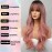 Honygebia Pink Wigs with Bangs - Long Ombre Pink Wigs for Women, Light Wavy Heat Resistant Hair Pink, Synthetic Dark Root Natural Looking - Best Wig for Halloween/Christmas/Cosplay/Party