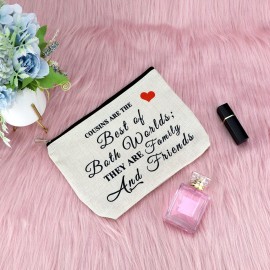 Sfodiary Cousin Birthday Gift Makeup Bags for Women Sister Best Friend Travel Cosmetic Pouch Friendship Christmas Graduation Gift for Bestie Sister