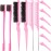 Remerry 12 Pieces Hair Brush Set, Nylon Teasing Hair Brushes 3 Row Salon Teasing Brush, Double Sided Edge Smooth Comb Grooming, Rat Tail Combs with Duckbill Clips for Women(Pink)