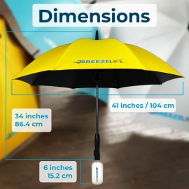 Breeze Life Original Mister Breeze, Sun Umbrella with Fan and Mister, Umbrella Mister with Built-in Fan, For Festivals, Beach and more. (Yellow)