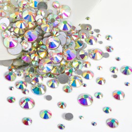 Beadsland Rhinestones for Makeup,8 Sizes 2500pcs Crystal AB Flatback Rhinestones Eye Gems for Nails Crafts with Tweezers and Wax Pencil,Crystal AB,SS4-SS30 Beadsland Rhinestones for Makeup,8 Sizes 2500pcs Crystal AB Flatback Rhinestones Eye Gems for Nails Crafts with Tweezers and Wax Pencil,Crystal AB,SS4-SS30