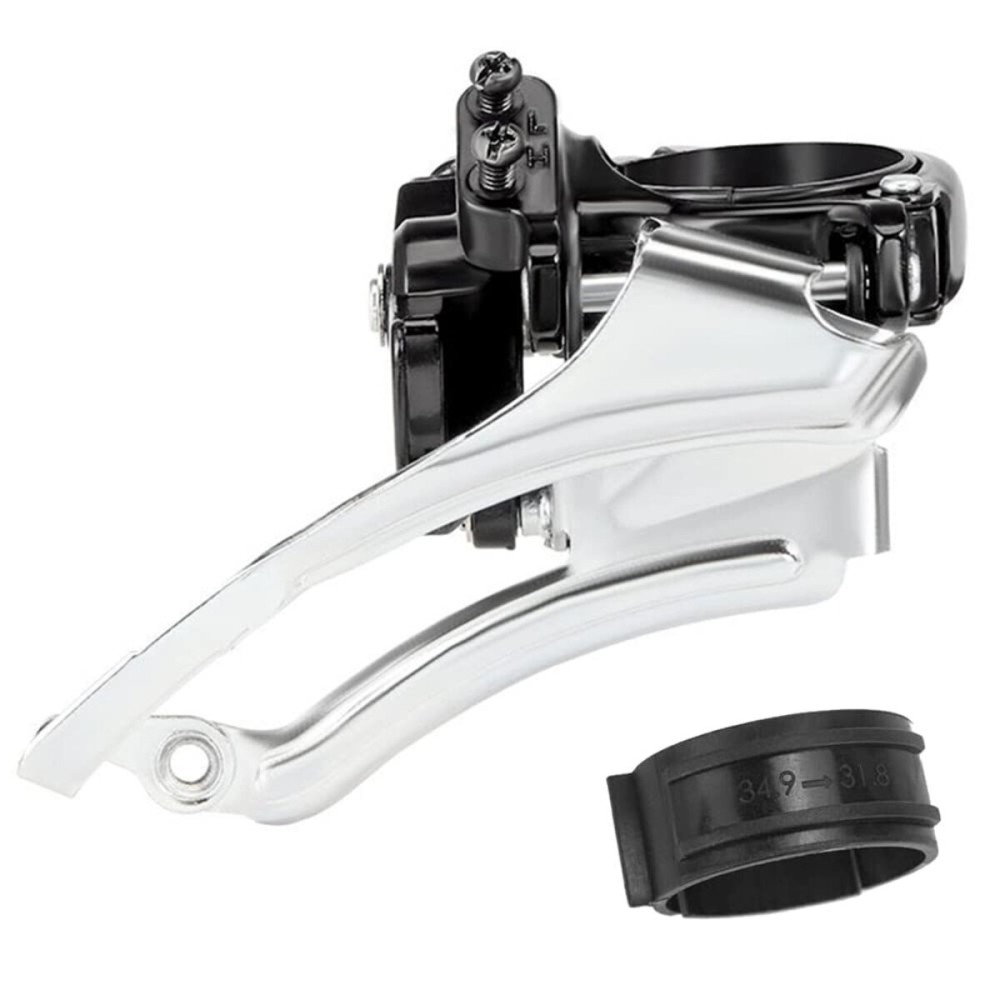 CYSKY Bike Front Derailleur 3 Speed Clamp on 34.9mm with Adapter for 31.8mm, Support Top or Bottom Pull Routing for MTB Road Bike