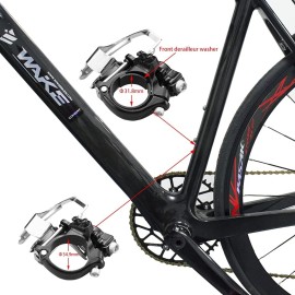 CYSKY Bike Front Derailleur 3 Speed Clamp on 34.9mm with Adapter for 31.8mm, Support Top or Bottom Pull Routing for MTB Road Bike