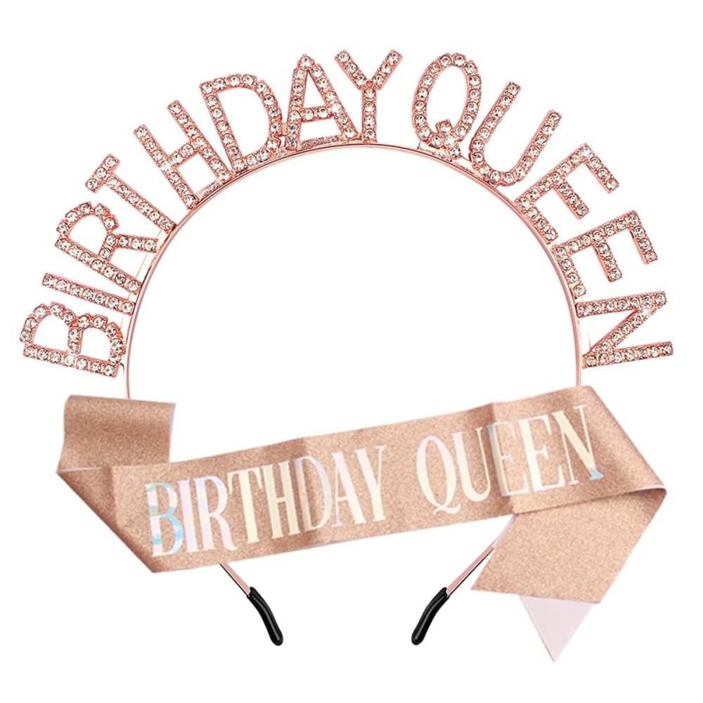 AOPRIE Birthday Queen Crown & Sash for Women Rose Gold Birthday Tiara for Girls Birthday Queen Headband Princess Crown Rhinestone Happy Birthday Accessories AOPRIE Birthday Queen Crown & Sash for Women Rose Gold Birthday Tiara for Girls Birthday Queen Headband Princess Crown Rhinestone Happy Birthday Accessories