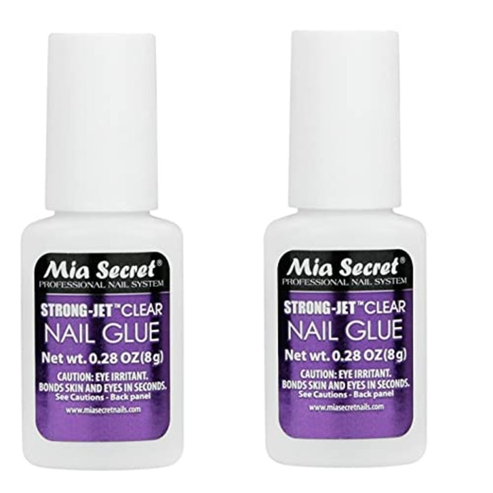 Super Strong Nail Glue for Nail Tips, Acrylic Nails and Press On Nails (8g x2) Mia Secret Brush On Clear Nail Glue