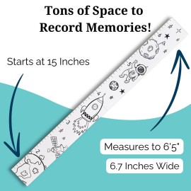 Headwaters Studio Outer Space Growth Chart - Growth Chart for Wall Height Chart for Kids Height Growth for Kids Height Measurement Growth Kids Growth Chart Height Measurement Tool-White - 63 x 6.7