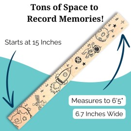 Headwaters Studio Outer Space Growth Chart - Growth Chart for Wall Height Chart for Kids Height Growth for Kids Height Measurement Growth Kids Growth Chart Height Measurement Tool-Natural - 63 x 6.7