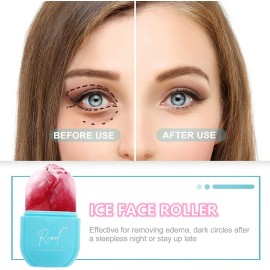 Rcool Ice Face Roller & Gua Sha,Face Massager,Facial Beauty Ice Roller Skin Care Tools,Skin Care Products-for Face&Eyes,Remove Fine Lines,Shrink Pores,Reduce Acne and Lubricate The Skin. (Blue)