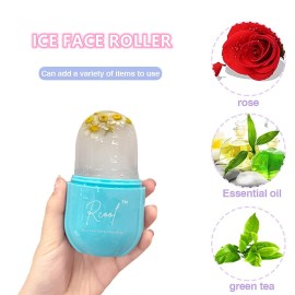 Rcool Ice Face Roller & Gua Sha,Face Massager,Facial Beauty Ice Roller Skin Care Tools,Skin Care Products-for Face&Eyes,Remove Fine Lines,Shrink Pores,Reduce Acne and Lubricate The Skin. (Blue)