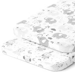 Bassinet Fitted Sheets Compatible with MiClassic Bassinet - Fits 20 x 35 Bedside Sleeper Mattress Perfectly - No-Bunching - Snuggly Soft Breathable Jersey Cotton - 2 Pack