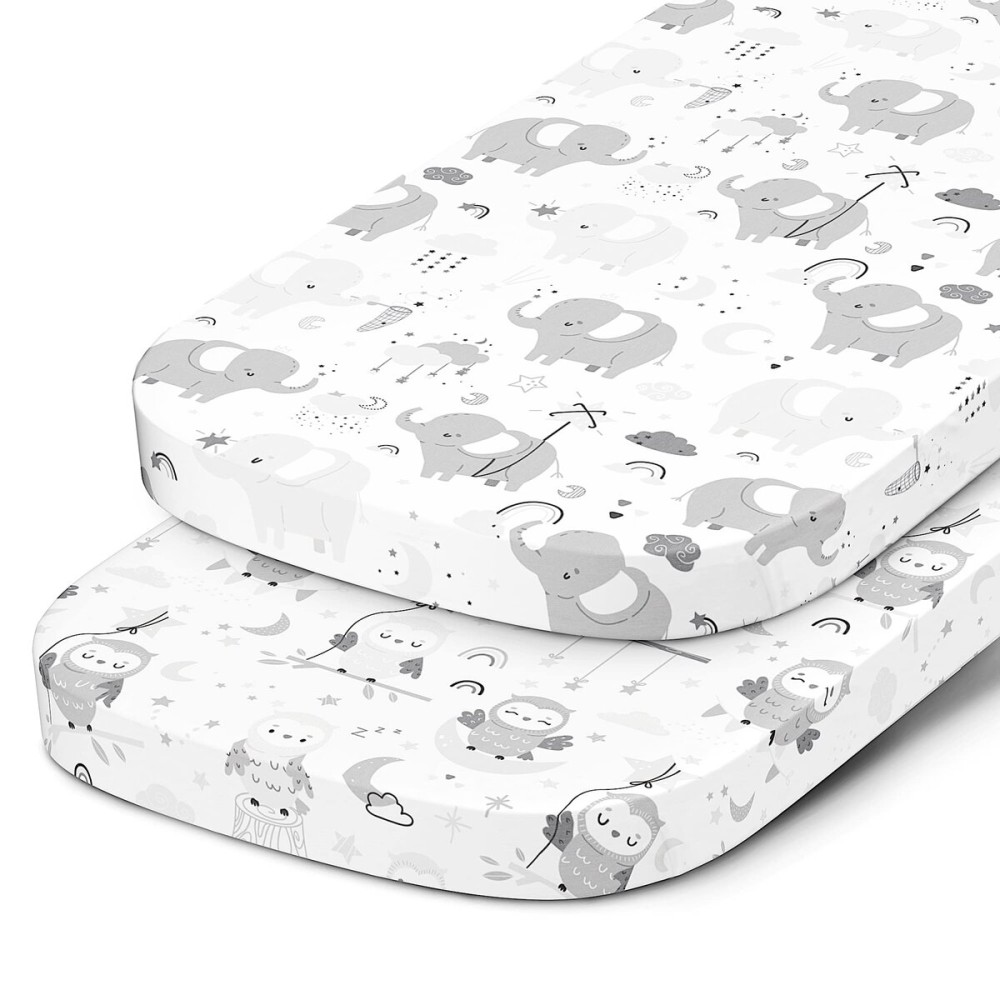 Bassinet Fitted Sheets for Chicco LullaGo Nest Portable Bassinet, Close to You 3-in-1 and Next2Me Bedside Bassinet - Snuggly Soft 100% Jersey Cotton - 2 Pack - Not for Lullago Anywhere