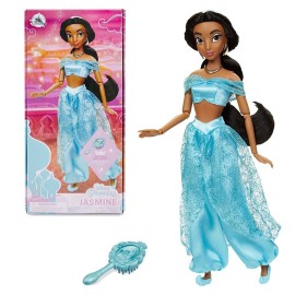 Disney Store Official Disney Princess Classic Doll (Jasmine from Aladdin), 11 Inches, Includes Brush with Molded Details, Fully Posable Toy in Classic Outfit - Disney Princess Toys for Girls