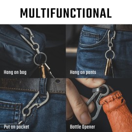 KeyUnity KM01 Titanium EDC Keychain Clip with Bottle Opener, Quick Release Carabiner Key Ring Holder for Men (KM01 (Sandblasted))