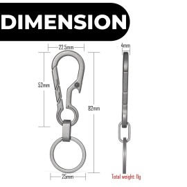 KeyUnity KM01 Titanium EDC Keychain Clip with Bottle Opener, Quick Release Carabiner Key Ring Holder for Men (KM01 (Sandblasted))