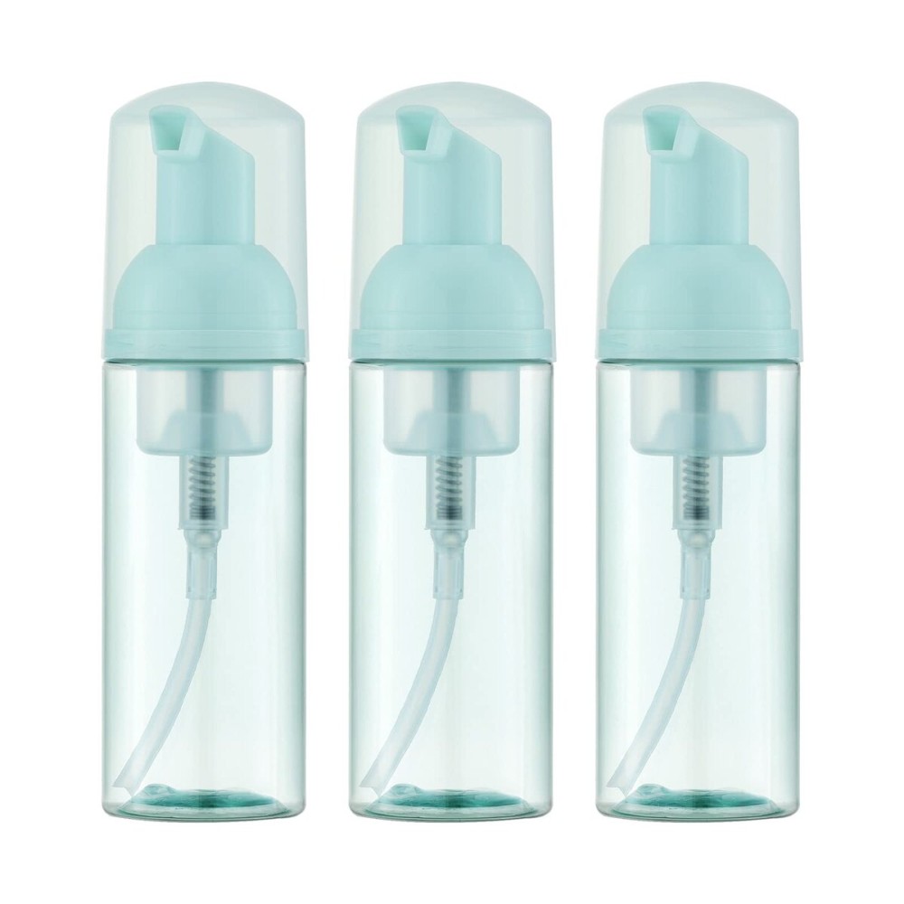 Owlyee 2oz Foam Bottle (3PCS) Empty Foaming Pump Dispenser for Hand Soap, Lash Cleanser, Shampoo to Travel (60ml, Green)
