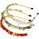 FZBHRO Raw Crystal Headband Spiritual Quartz Hair Accessories Genuine Crystal Stone Beaded Tiara for Women Girls 3pcs
