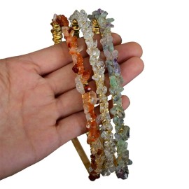 FZBHRO Raw Crystal Headband Spiritual Quartz Hair Accessories Genuine Crystal Stone Beaded Tiara for Women Girls 3pcs