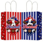 chiazllta 12 Pcs Baseball Party Treat Bag Kids Boys Girls Baseball Gift Candy Goodie Snack Favor Bags with Handle for Sports Game Themed Birthday Party Baby Shower Team Celebration Decoration Supplies